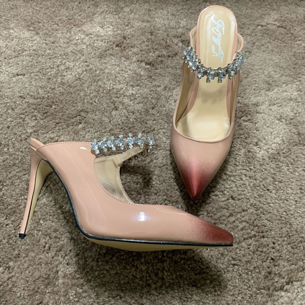 FOWT  Pointed Toe Stiletto High Heel Mules Sandals - Picture 4 of 13